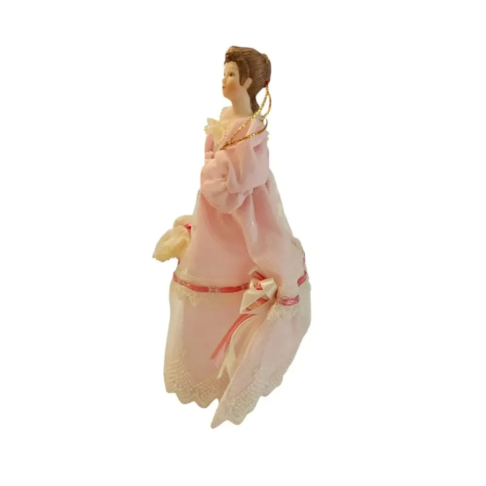 Vintage Christmas Tree Topper Angel Light Pink Porcelain Victorian